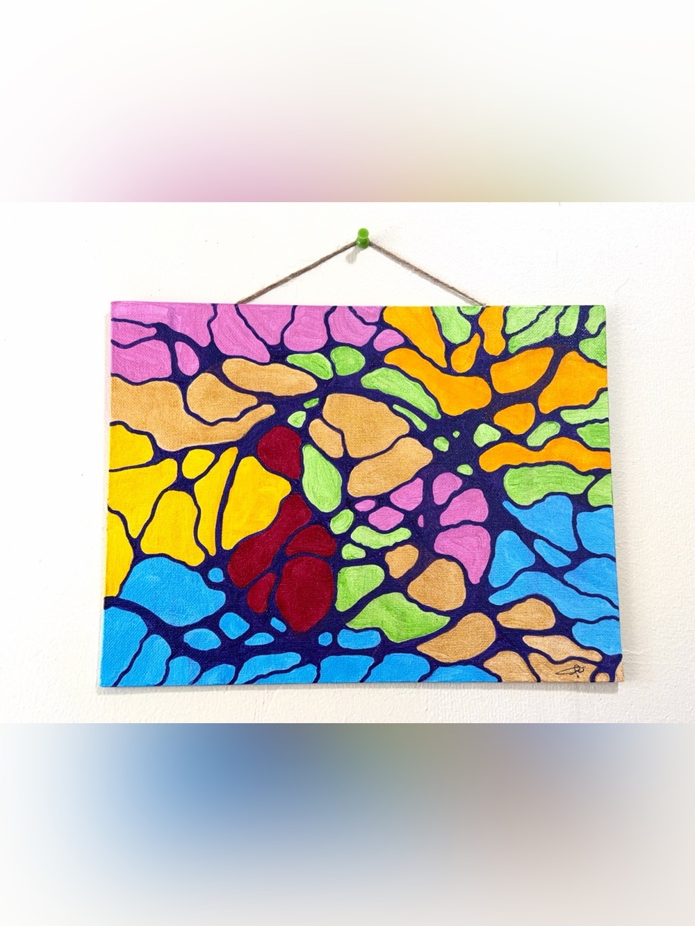 Unbound Flow Abstract Multicolor Organic Acrylic hand painted 12x9 inches